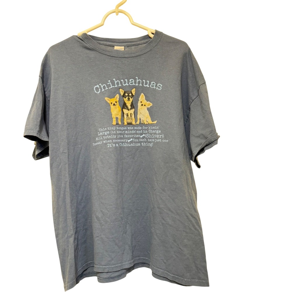Gildan Chihuahua Graphic T Shirt Unisex XL Blue Short Sleeve Dog Lover Tee